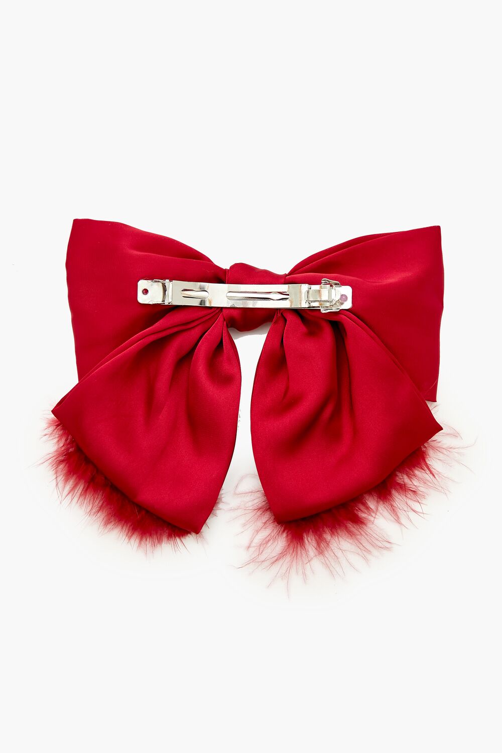 Faux Feather Bow Hair Barrette