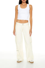Twill Wide-Leg Cargo Pants