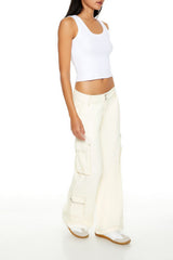 Twill Wide-Leg Cargo Pants