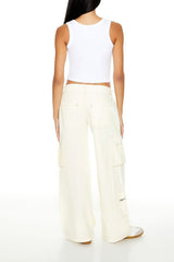 Twill Wide-Leg Cargo Pants