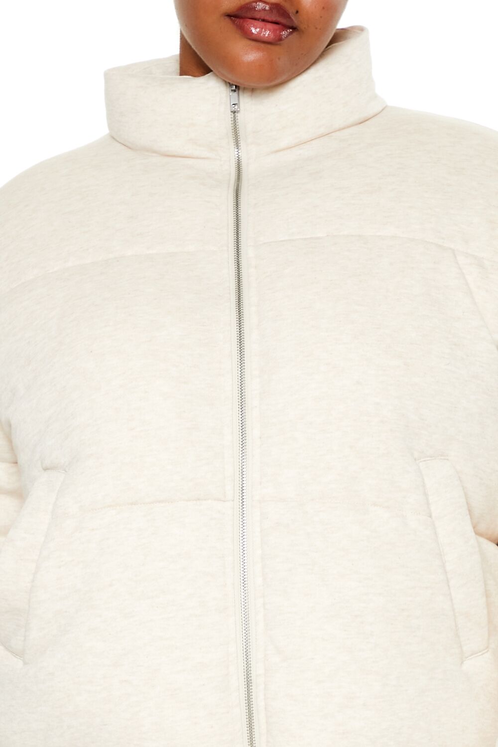 Plus Size Quilted French Terry Puffer Jacket