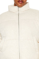 Plus Size Quilted French Terry Puffer Jacket