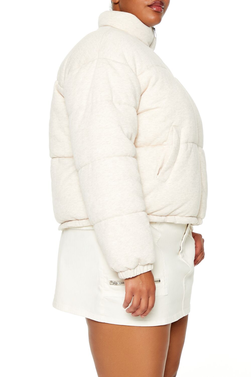 Plus Size Quilted French Terry Puffer Jacket
