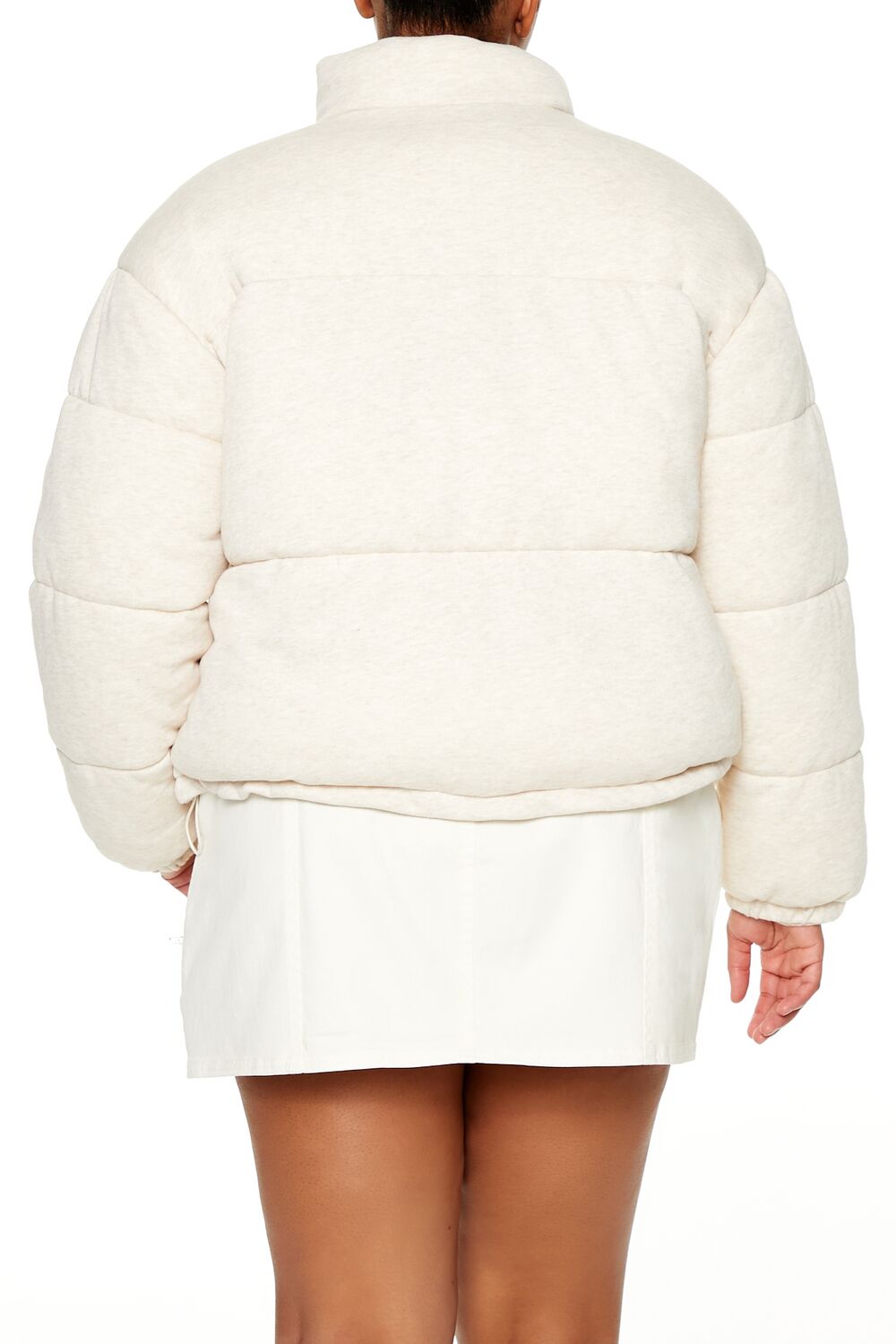 Plus Size Quilted French Terry Puffer Jacket