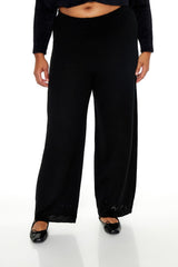Plus Size Wide-Leg Sweater-Knit Pants