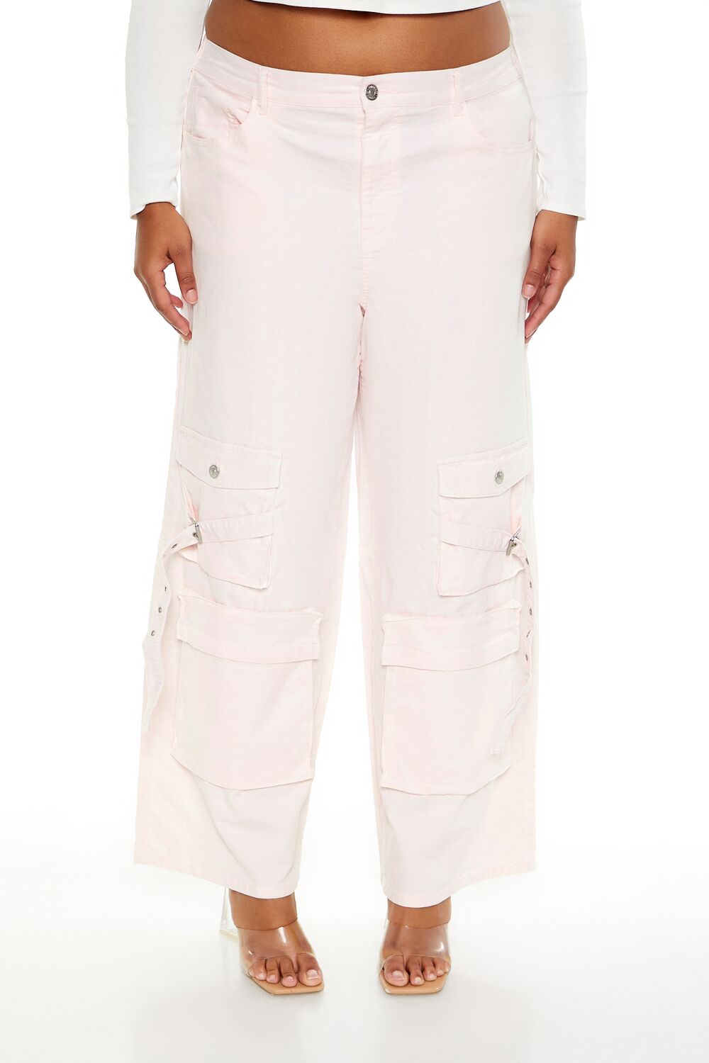 Plus Size Velvet Cargo Pants