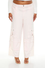 Plus Size Velvet Cargo Pants
