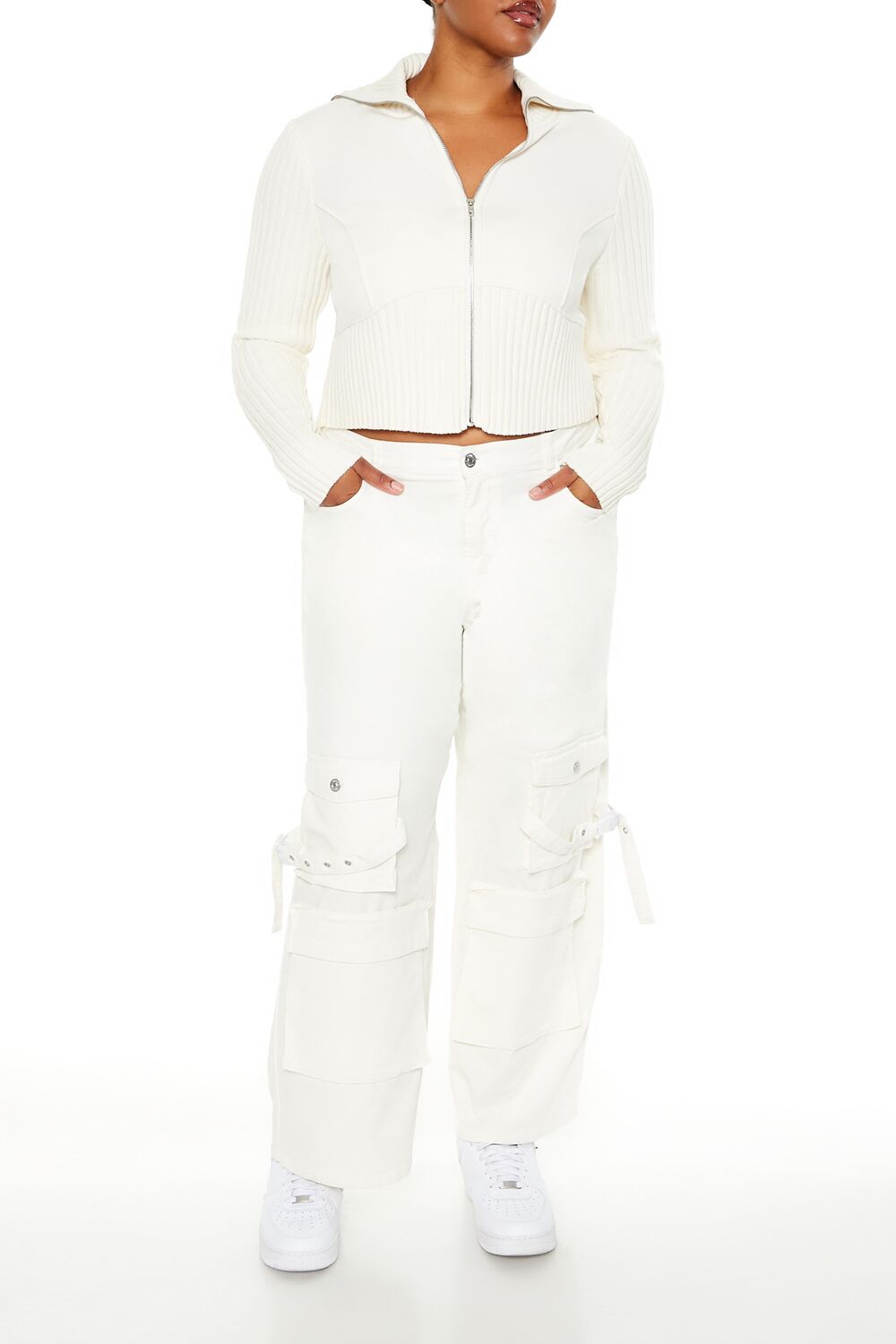 Plus Size Velvet Cargo Pants