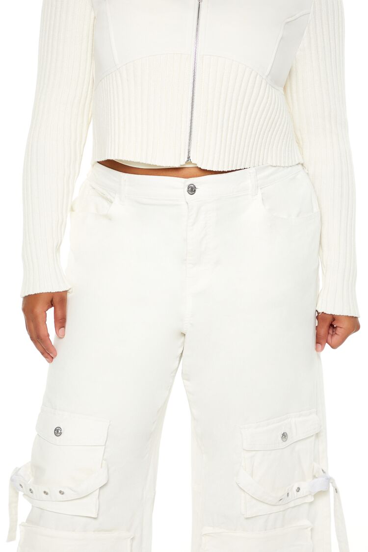 Plus Size Velvet Cargo Pants