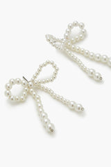 Faux Pearl Bow Drop Earrings