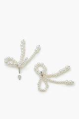 Faux Pearl Bow Drop Earrings