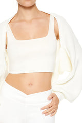Balloon-Sleeve Shrug Sweater