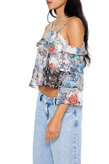 Chiffon Floral Print Crop Top