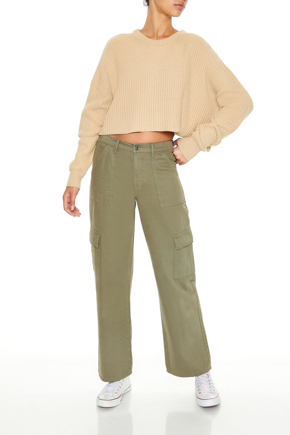 Cropped Rib-Knit Sweater
