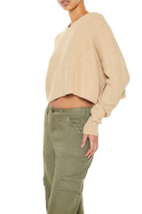 Cropped Rib-Knit Sweater