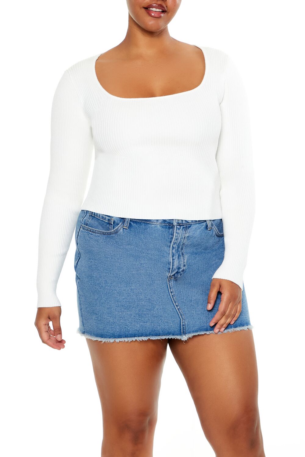 Plus Size Ribbed Sweater-Knit Top