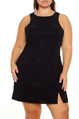 Plus Size Rhinestone Mini Dress