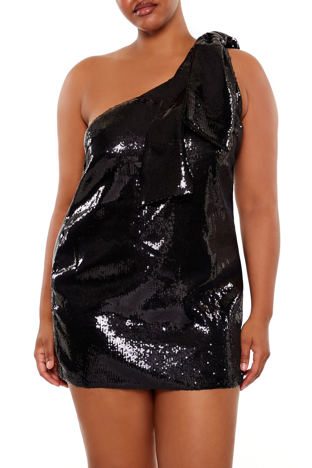 Plus Size Sequin Tie-Strap Mini Dress