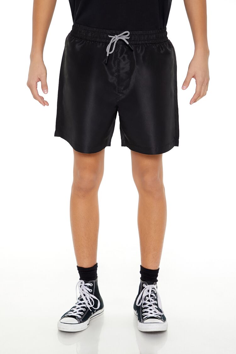 Vented Drawstring Swim Trunks
