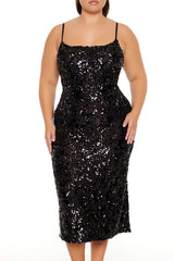 Plus Size Sequin Cami Midi Dress