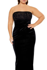 Plus Size Lace & Velour Maxi Dress