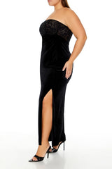 Plus Size Lace & Velour Maxi Dress