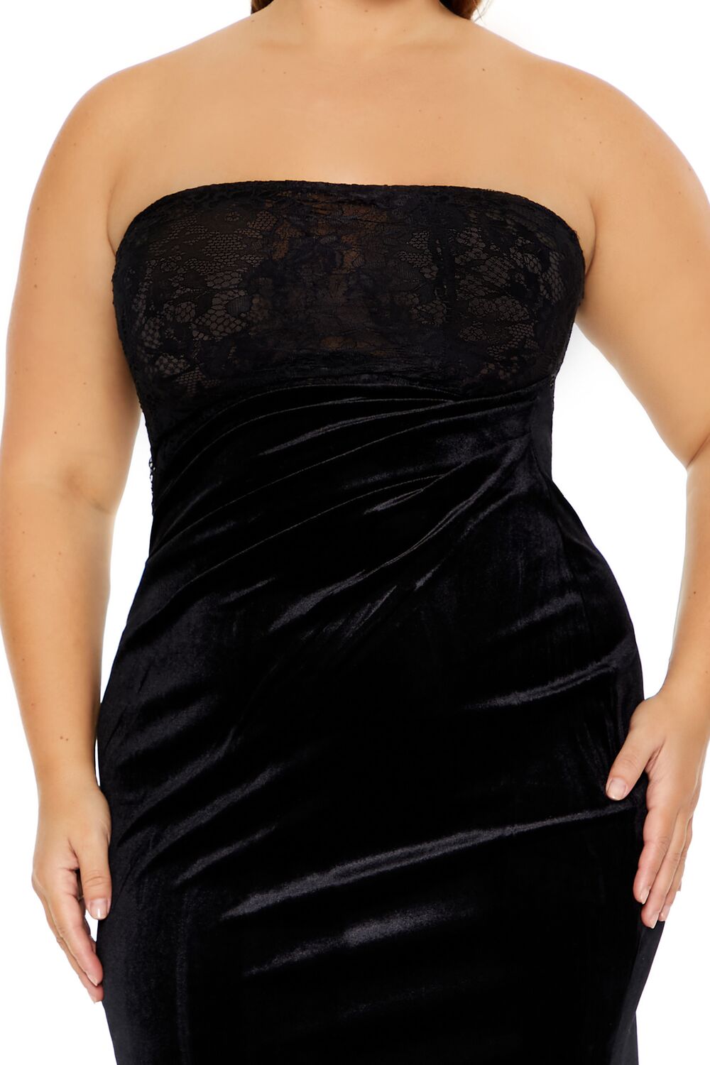 Plus Size Lace & Velour Maxi Dress