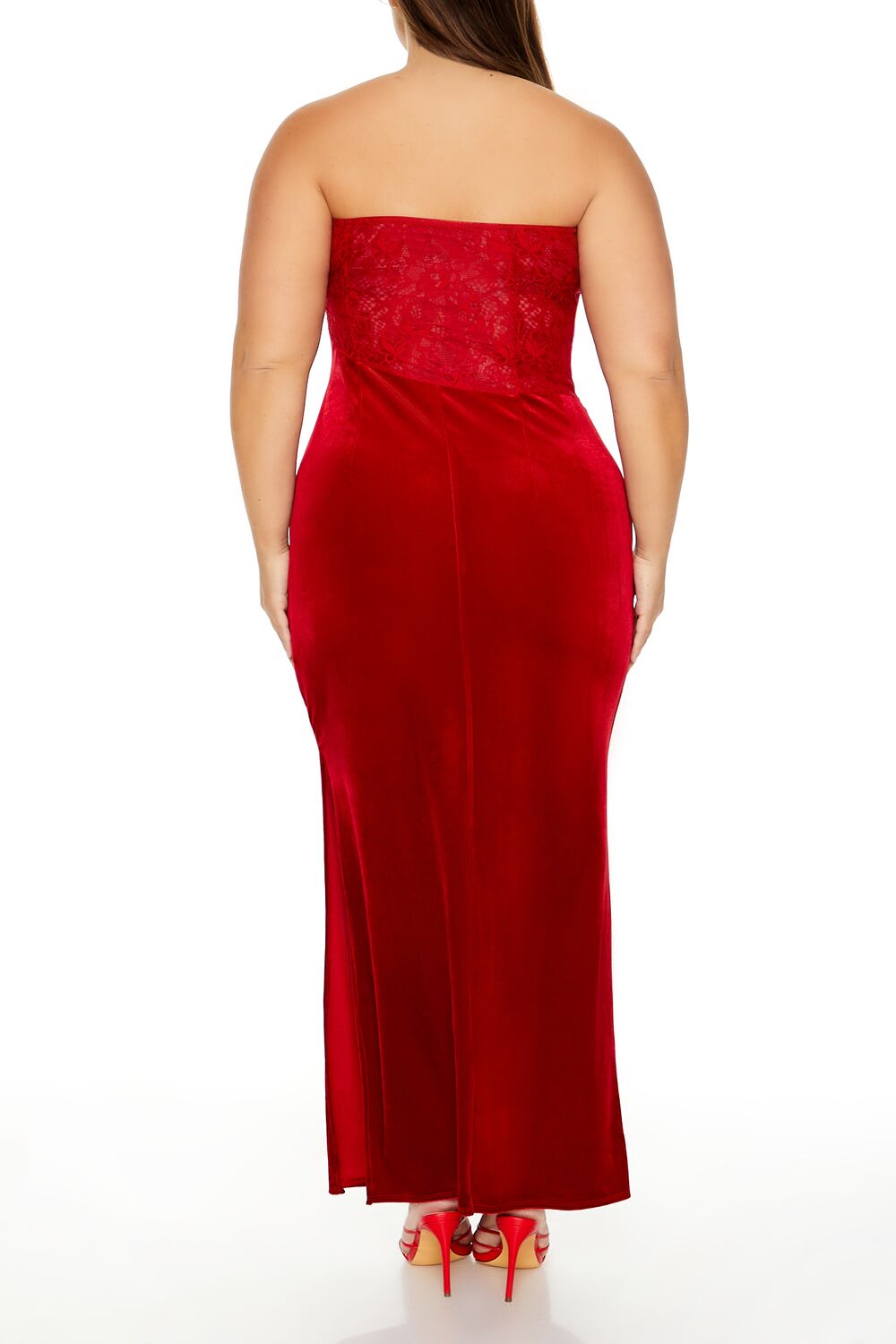 Plus Size Lace & Velour Maxi Dress