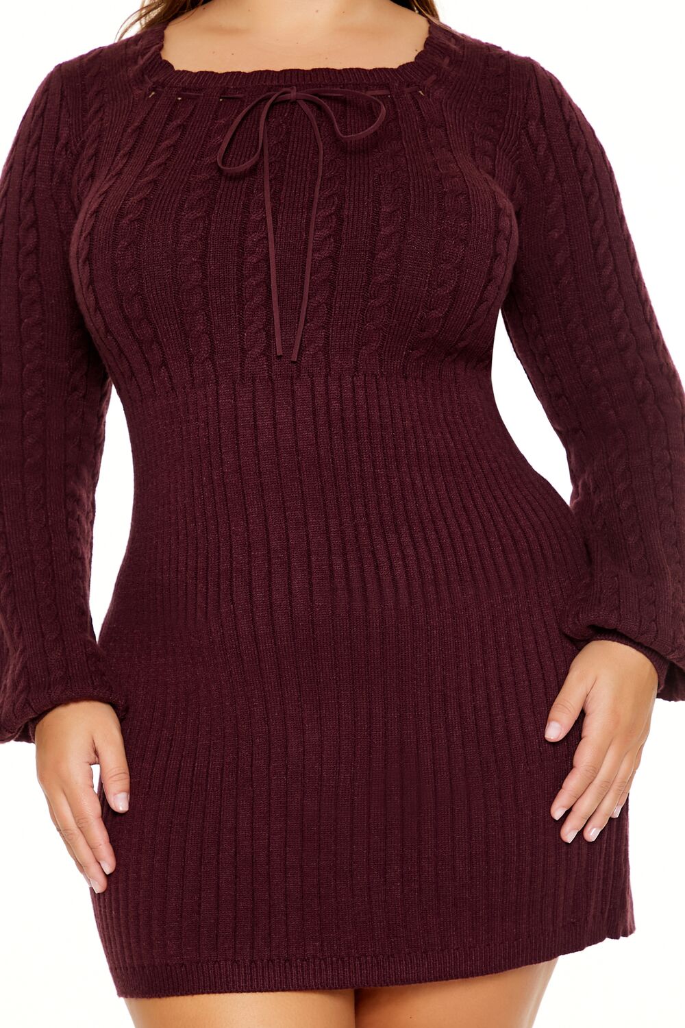 Plus Size Cable Knit Mini Sweater Dress