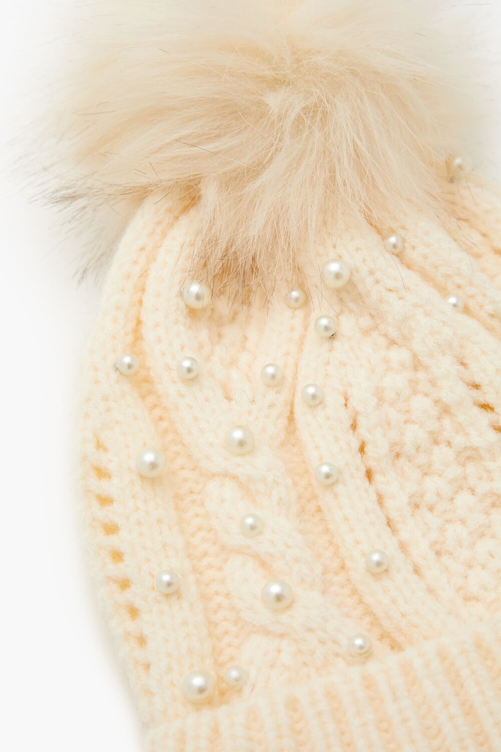Faux Pearl Pom Pom Beanie