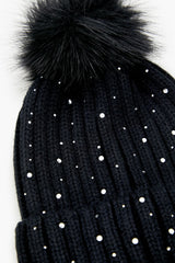 Rhinestone Pom Pom Beanie