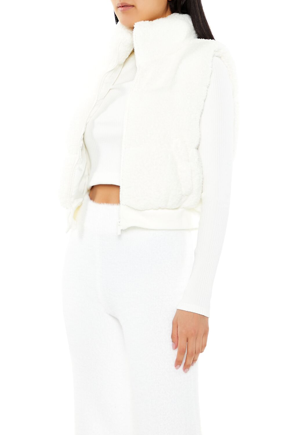 Faux Shearling Zip-Up Vest
