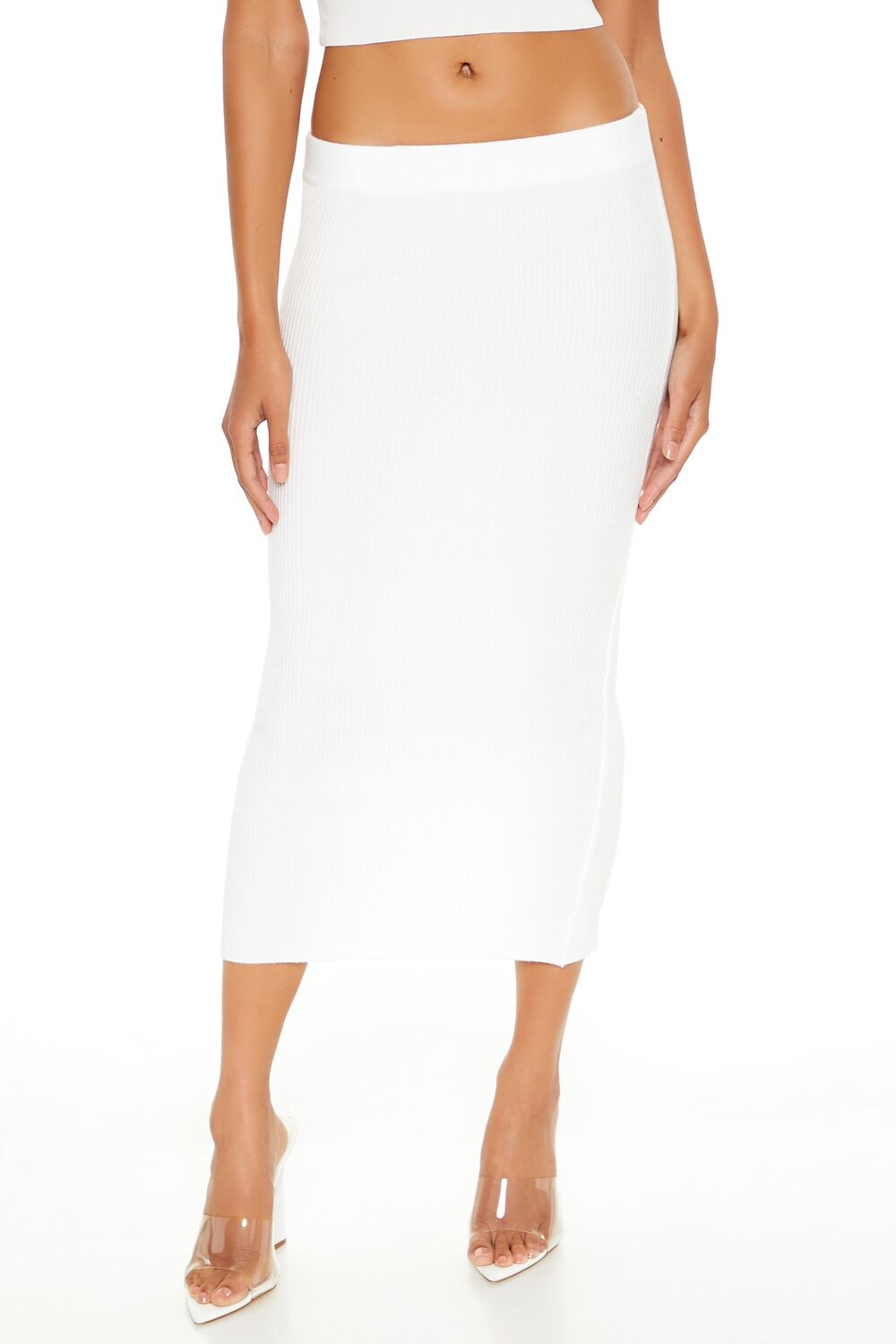 Sweater-Knit Ribbed Midi Skirt