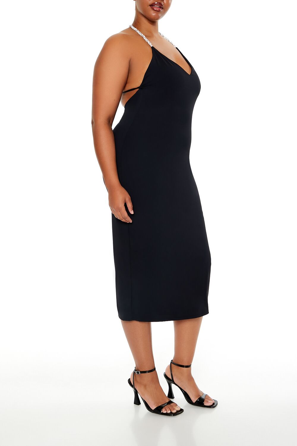 Plus Size Embellished Halter Maxi Dress
