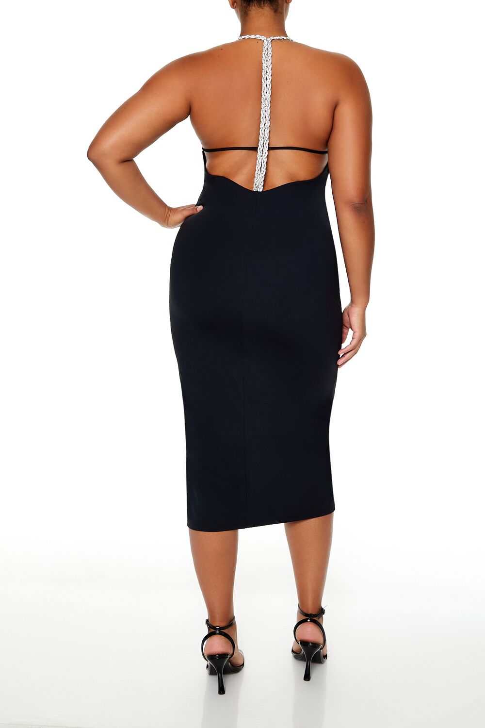 Plus Size Embellished Halter Maxi Dress