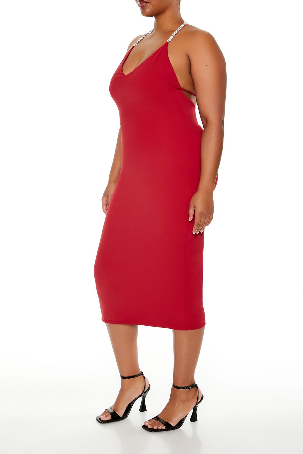 Plus Size Embellished Halter Maxi Dress