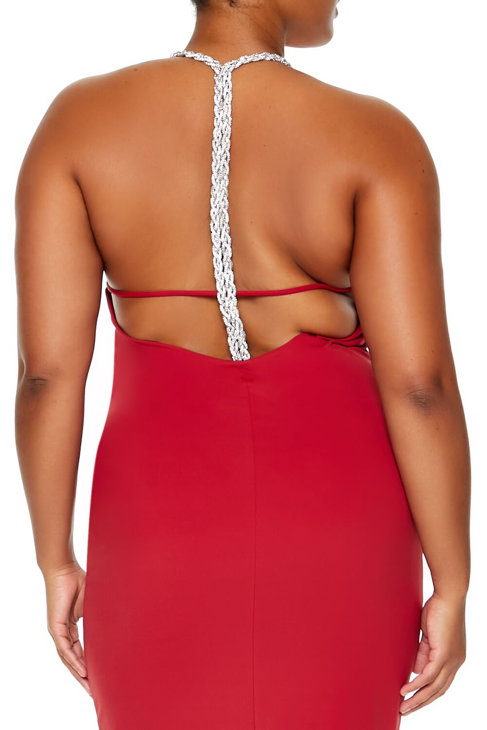Plus Size Embellished Halter Maxi Dress