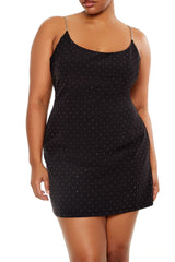Plus Size Rhinestone Cami Mini Dress