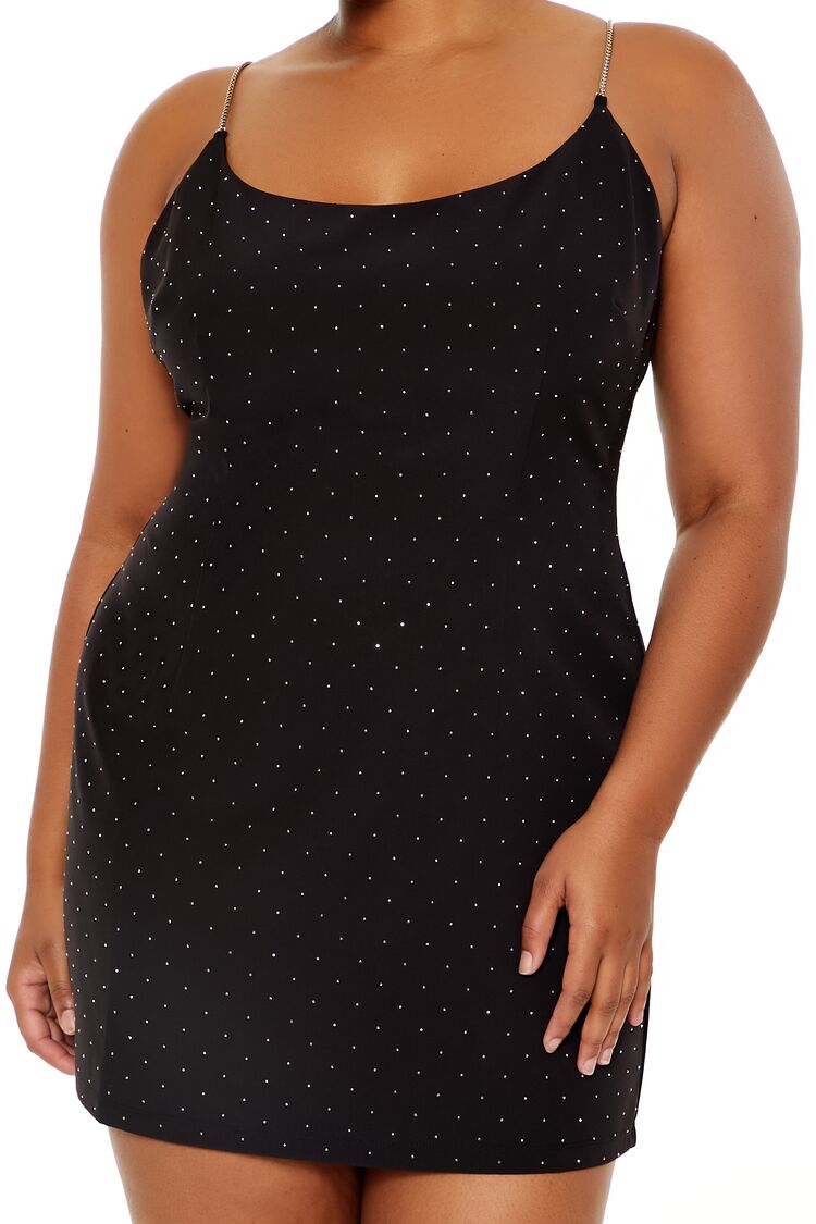 Plus Size Rhinestone Cami Mini Dress