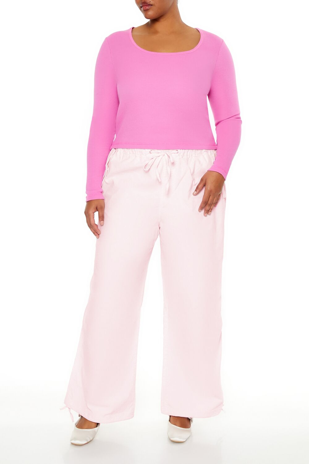 Plus Size Velvet Wide-Leg Drawstring Joggers