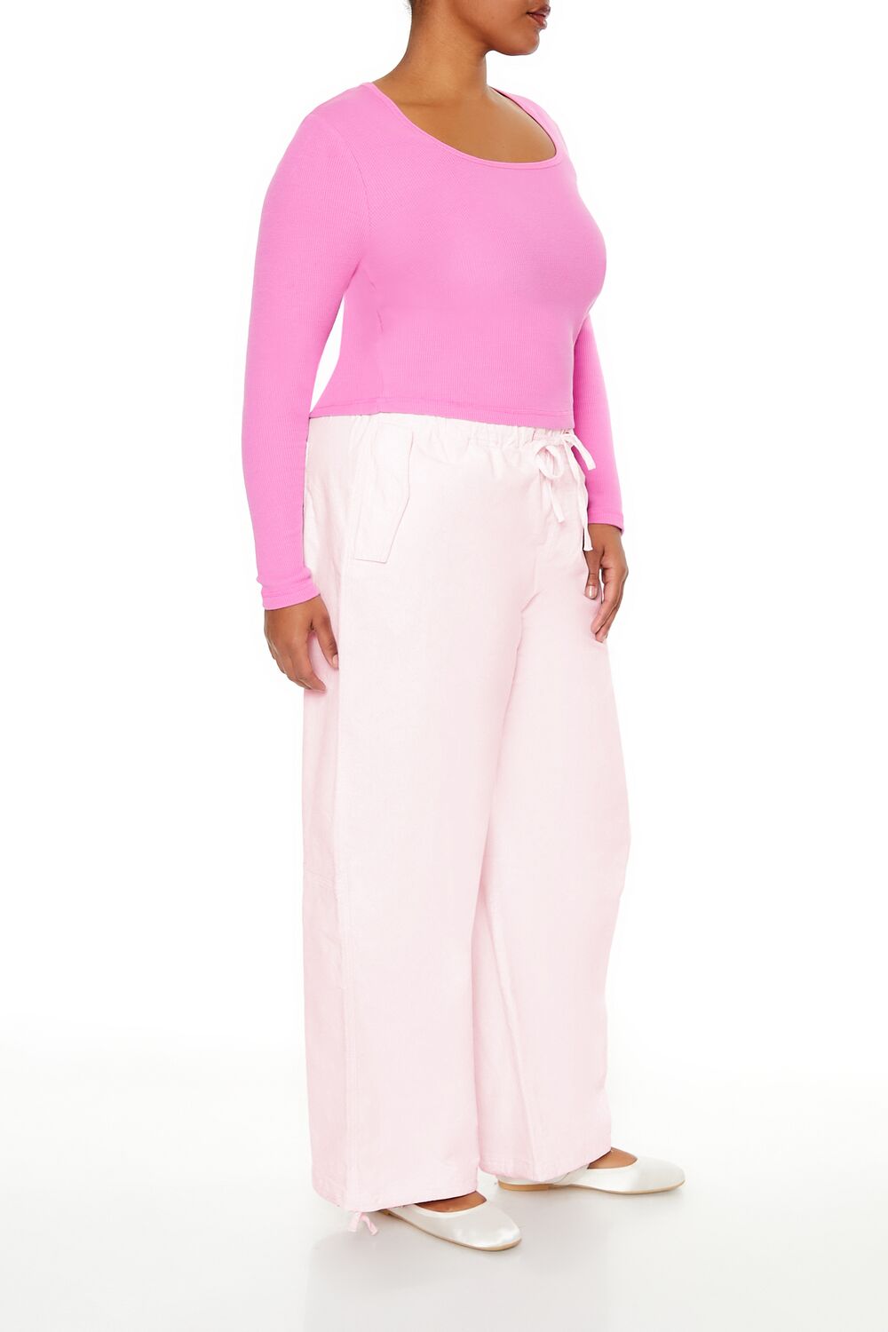 Plus Size Velvet Wide-Leg Drawstring Joggers