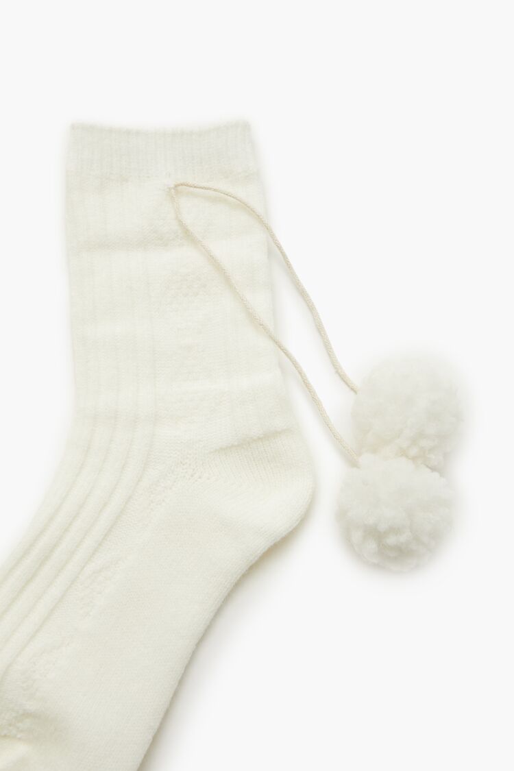 Pom Pom Ribbed Crew Socks