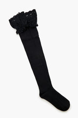 Scalloped Lace Thigh-High Socks