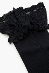 Scalloped Lace Thigh-High Socks
