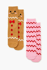 Gingerbread Man Crew Socks Set - 2 pack