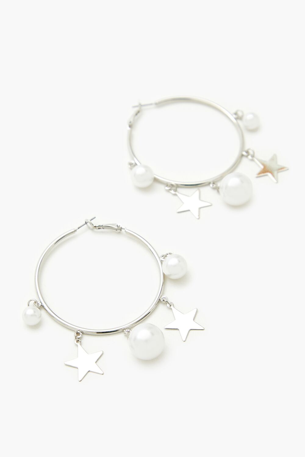 Star & Faux Pearl Hoop Earrings