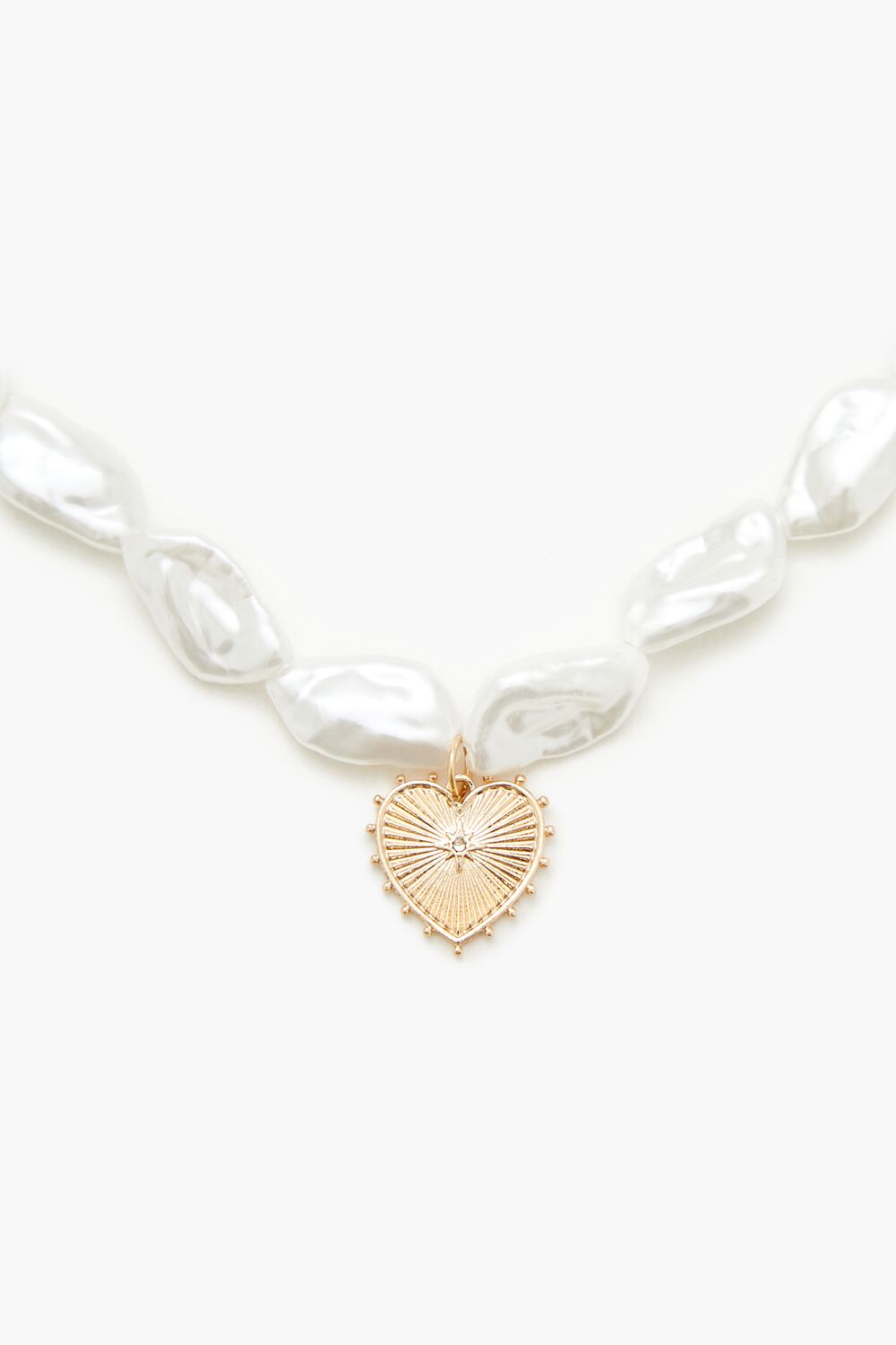 Faux Pearl Heart Charm Necklace