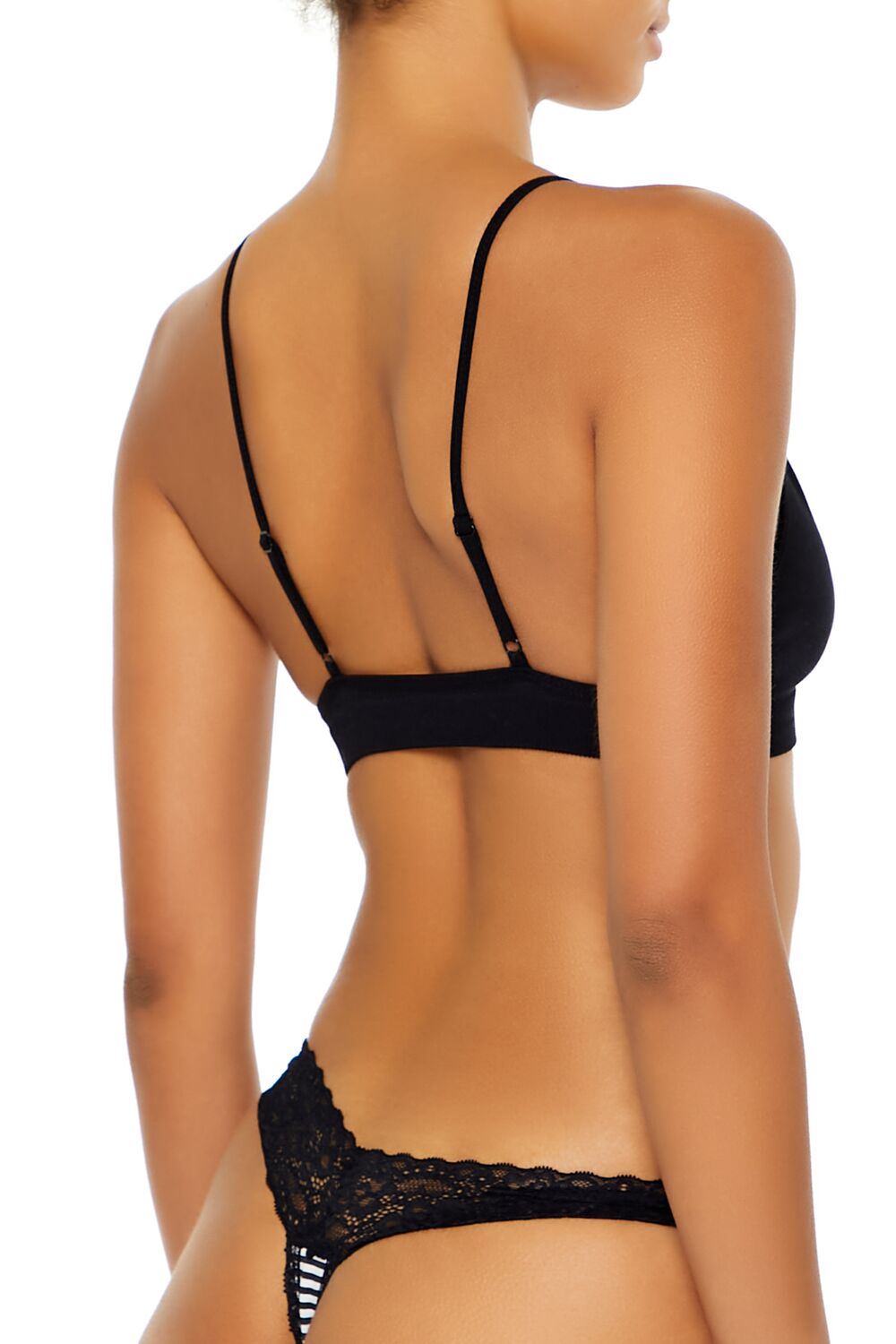 Lace-Trim Striped Thong Panties