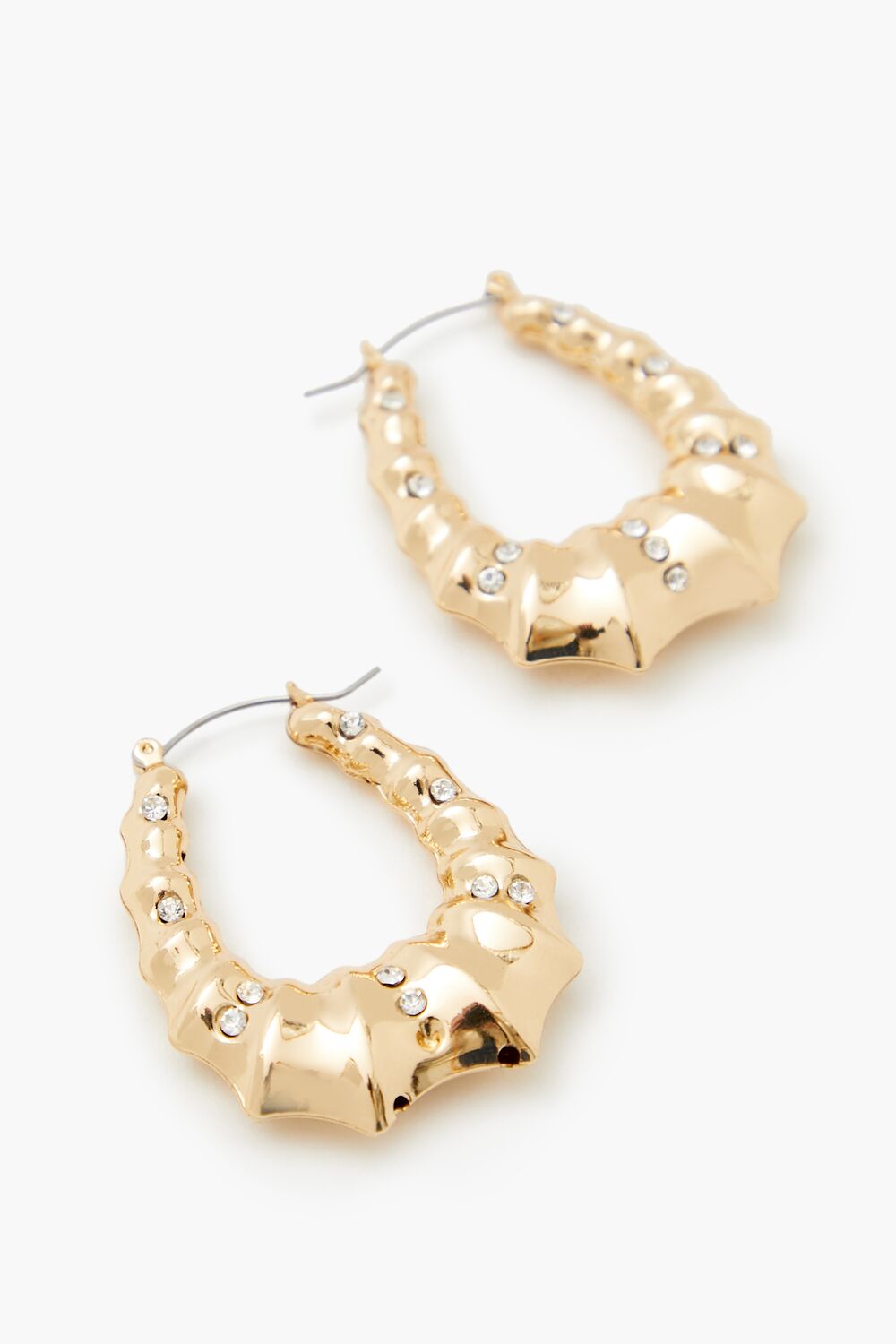 Rhinestone Bamboo Hoop Earrings