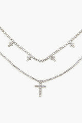 Rhinestone Cross Charm Necklace